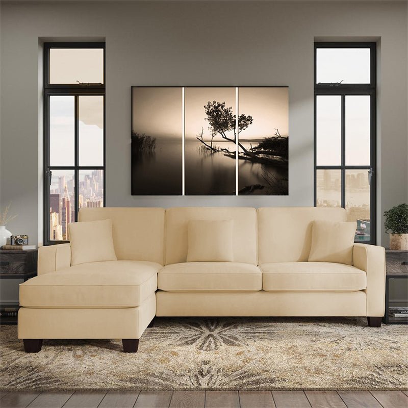 Torque India Moscow 4 Seater Mini L Shape Fabric Sofa For Living Room - TorqueIndia